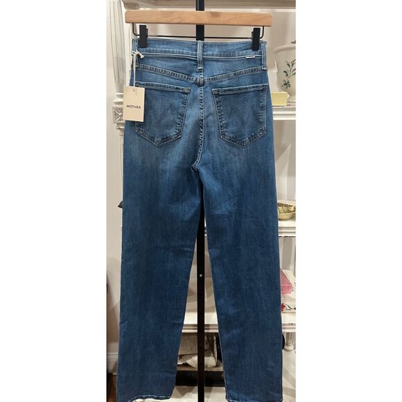 Mother The Rambler Zip Sneak Straight Leg Blue Jeans Size 25 in Lhasa Love - Picture 6 of 7